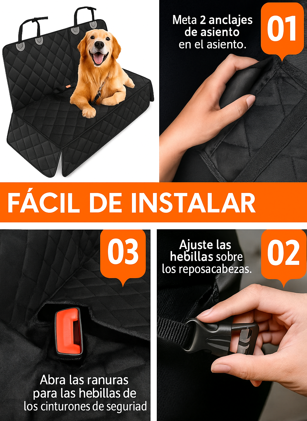Protector de Asiento 4 en 1 para Mascotas | PawPal™ – Impermeable, Antideslizante y Lavable